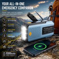 radio meteorologica de emergencia radio multifuncional fm am wb manivela carga usb solar banco de energia de 2000mah linterna led