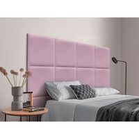 dhome cabecero tapizado para camas de 105 de polipiel premium compuesto de paneles autoadhesivos intercambiables lujo dormitorio acolchado rosa