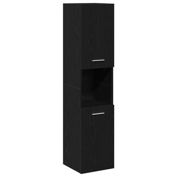 Gabinete De Baño | Armario De Baño Con Estante Roble Negro 30 X 30 X 130 Cm
