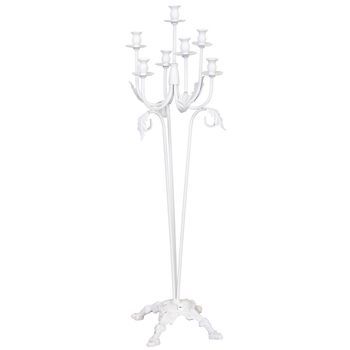 Candelabro De Pie De Metal Envejecido Blanco 35x35x110h Cm