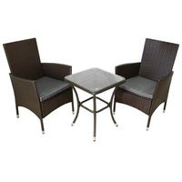 bistro set ratan 3 piezas silla de jardin al aire libre mesa patio comedor balcon marron