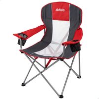 silla plegable camping xl con posavasos 56x59x98 cm rojo y gris