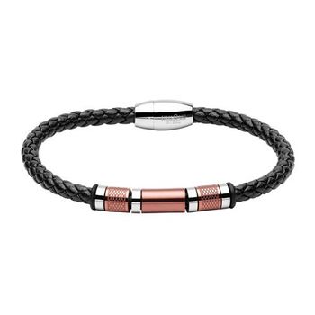 Pulsera para hombre en policuero y acero inoxidable