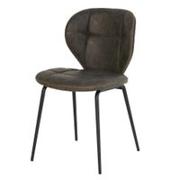 silla de comedor con asiento de cuero sintetico gris