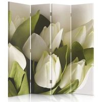 biombo white flower - separador de ambientes cm 145x180 4 paneles