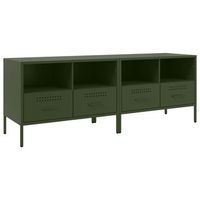 muebles para tv  mueble de salon  gabinete de tv 2 unidades acero verde oliva 68x39x505 cm