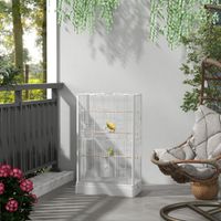 jaula para pajaros pawhut voladero con puertas y perchas habitat para canarios periquitos y loros 61 x 365 x 98 cm color blanco