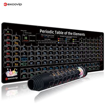 Alfombrilla de ratón EXCO Periodica de elementos, alfombrilla grande para teclado para juegos con borde cosido, Base de goma antideslizante, alfombrilla para escritorio de oficina