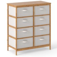 costway comoda de 8 cajones para dormitorio torre de almacenamiento de tela de bambu con cajas de tela removibles armario con cajones beige
