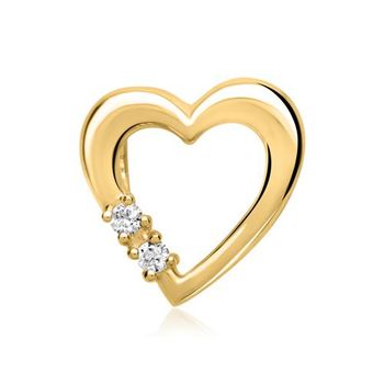 14 quilates colgante cadena oro amarillo 2 diamantes