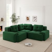 sofa esquinero modular verde de 3 plazas pana y asiento profundo de 74 cm