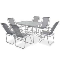 conjunto comedor jardin 8 uds  mueble jardin mesa y sillas acero y textilene gris