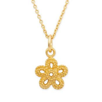 Cadena de plata chapada en oro con colgante de flor