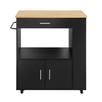 Carrito de cocina con estante aglomerado + mdf negro