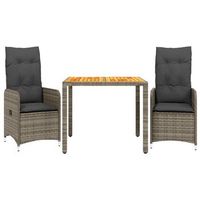 mesita y sillas jardin 3 uds  juego de muebles de jardin y cojines ratan sintetico gris