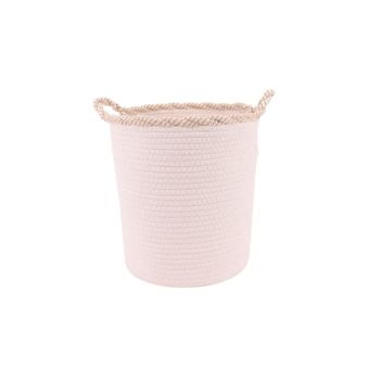 Cesta redonda de cuerda de algodón acabado en ondas 30x28cm