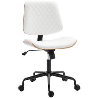 homcom silla de escritorio sin brazos giratoria con respaldo curvado asiento forma u altura ajustable basculante blanco