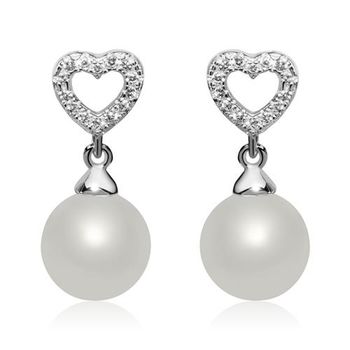 Pendientes de plata 925 con perlas y circonita