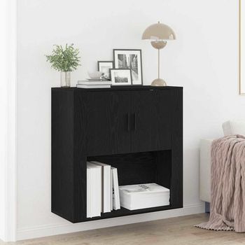 Vidaxl Armario De Pared Con Estante Roble Negro 80 X 33 X 80 Cm