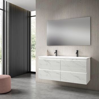 Mueble Marlus 120 Cm 2s, Blanco Carrara. Pack Mueble + Lavabo.