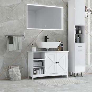 Mueble Para Debajo Del Lavabo De Mdf Kleankin 90x30x60 Cm Blanco