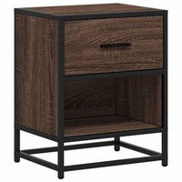mesita de noche  mesilla de noche madera de ingenieria marron roble 40x31x50 cm
