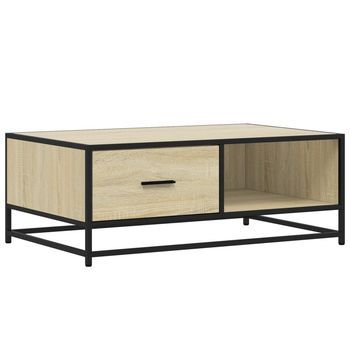 Mesa De Café - Mesa De Centro Madera Ingeniería Metal Roble Sonoma 90x57x35 Cm