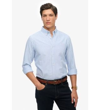 Superdry para hombre. M4011037A Camisa Classic Oxford azul claro (XXL), Casual, Algodón, Manga larga