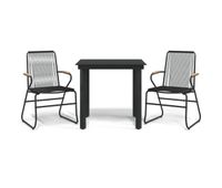 juego de comedor de jardin 3 piezas ratan pvc negro