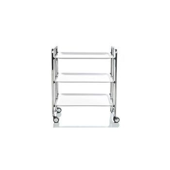 Carrito Auxiliar Plegable Bauhaus Cromado Con Ruedas – 3 Niveles Y 3 Posiciones,,blanco