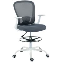 homcom silla de oficina ergonomica con reposapies ajustable y reposabrazos abatibles altura regulable 59x62x99-119cm gris