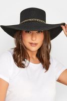 sombrero canotier negro con cadena