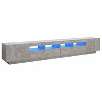 mueble tv  mueble de salon  armario tv con luces led gris hormigon 260x35x40 cm
