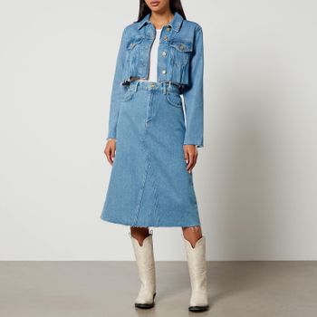 Ganni Organic Denim Midi Skirt - EU 34/UK 6