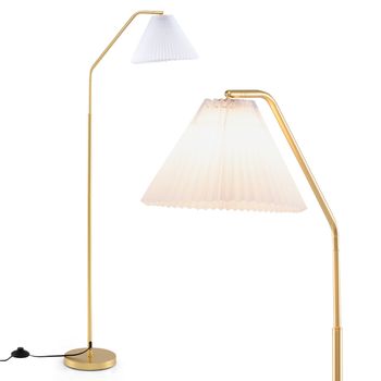 Costway Lámpara de Pie en Arco de 168 cm Moderna con Cabezal Ajustable Pantalla Plisada y Interruptor de Pie Lámpara Alta para Dormitorio Salón
