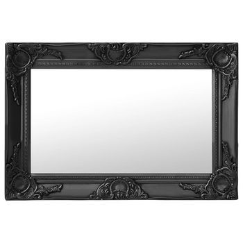 Espejo De Pared，espejo De Baño Estilo Barroco Negro 60x40 Cm Cfw448656
