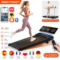ramypoket caminadora electrica para casa con inclinacion 91-8kmh control mediante aplicacion y pantalla led de tres ventanas 25hp  maxima120kg cinta de correr bajo escritorio