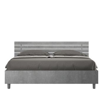 Cama Con Almacenaje 160x200 Con Cabecera Recta De Listones Cemento Ankel