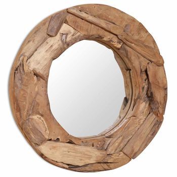 Espejo Decorativo Redondo Teca 60 Cm Vidaxl