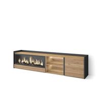 mueble tv nerja-01 con chimenea y luces led integradas