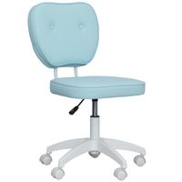 vinsetto silla de oficina giratoria tapizada en pu con altura ajustable sin brazos carga 120 kg 46x59x82-92 cm azul claro