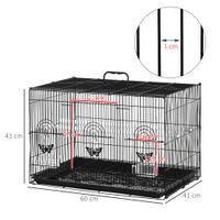 pawhut jaula para pajaros de metal 60x41x41 cm con comederos y 2 perchas negro