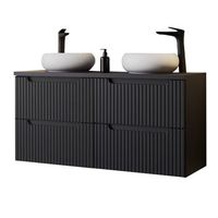 mueble de bano con doble lavabo newport con 4 cajones mdf  ceramica 120 x 72 x 40 cm - negro
