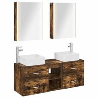 juego de muebles de bano 5 uds roble ahumado vidaxl