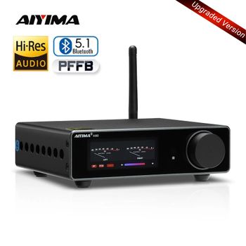 AIYIMA A80 Amplificador de Potencia Estéreo Bluetooth PFFB con DAC TPA3255 Mejorado, 300Wx2 Clase D, Amplificador Digital de Alta Resolución, Entrada RCA TRS OPT COA USB