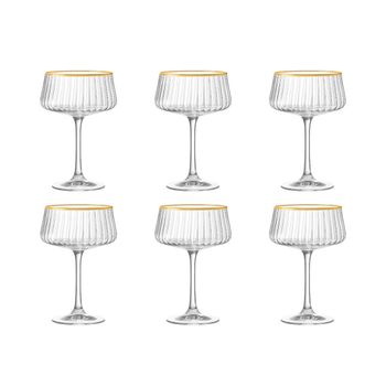 Copas de án con borde dorado 220 ml - paquete de 6