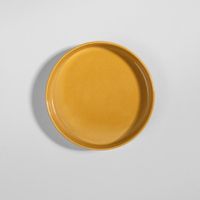 plato hondo de ceramica amarillo ocre