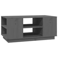 mesa de centro de madera maciza de pino gris 90x49x405 cm vidaxl