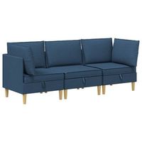 juego de sofa modular con almacenamiento 3 uds azul tela vidaxl