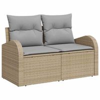 conjunto de sofa de jardin 3 piezas  mueble de jardin beige y gris claro poliratan